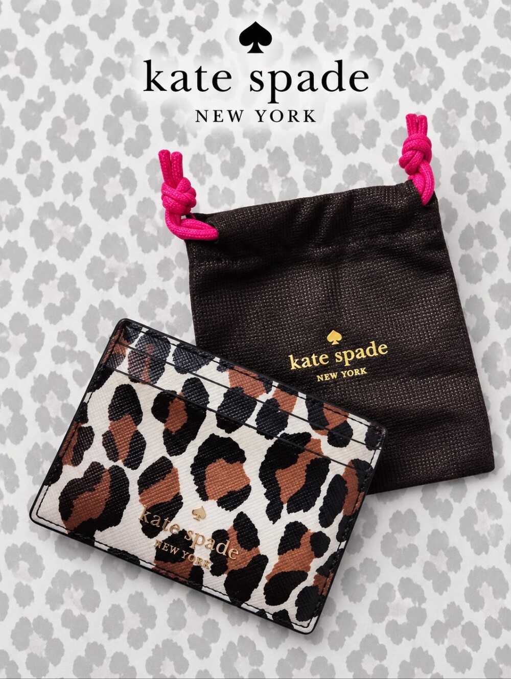 Kate Spade Leopard Print Cardholder & Dust Bag